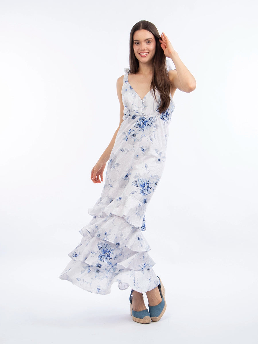 Vestido Micaela Flores Celeste